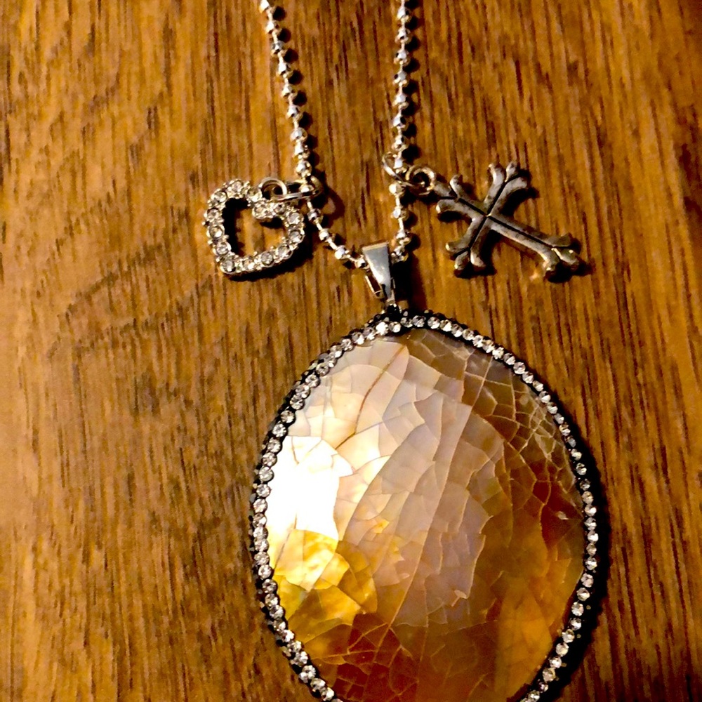 albacore shell cross and heart necklace